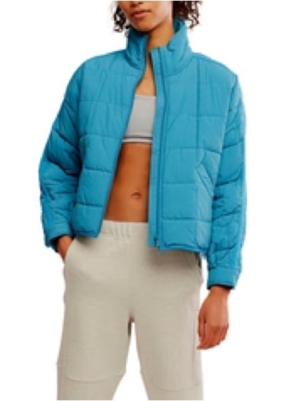 Love Tree Teal Quilted Puffer Jacket